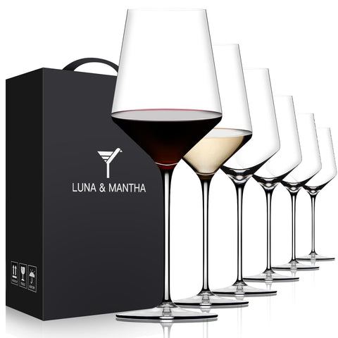 OJA red wine glasses set of 6 close-up bowl reveals ultra-thin crystal clarity