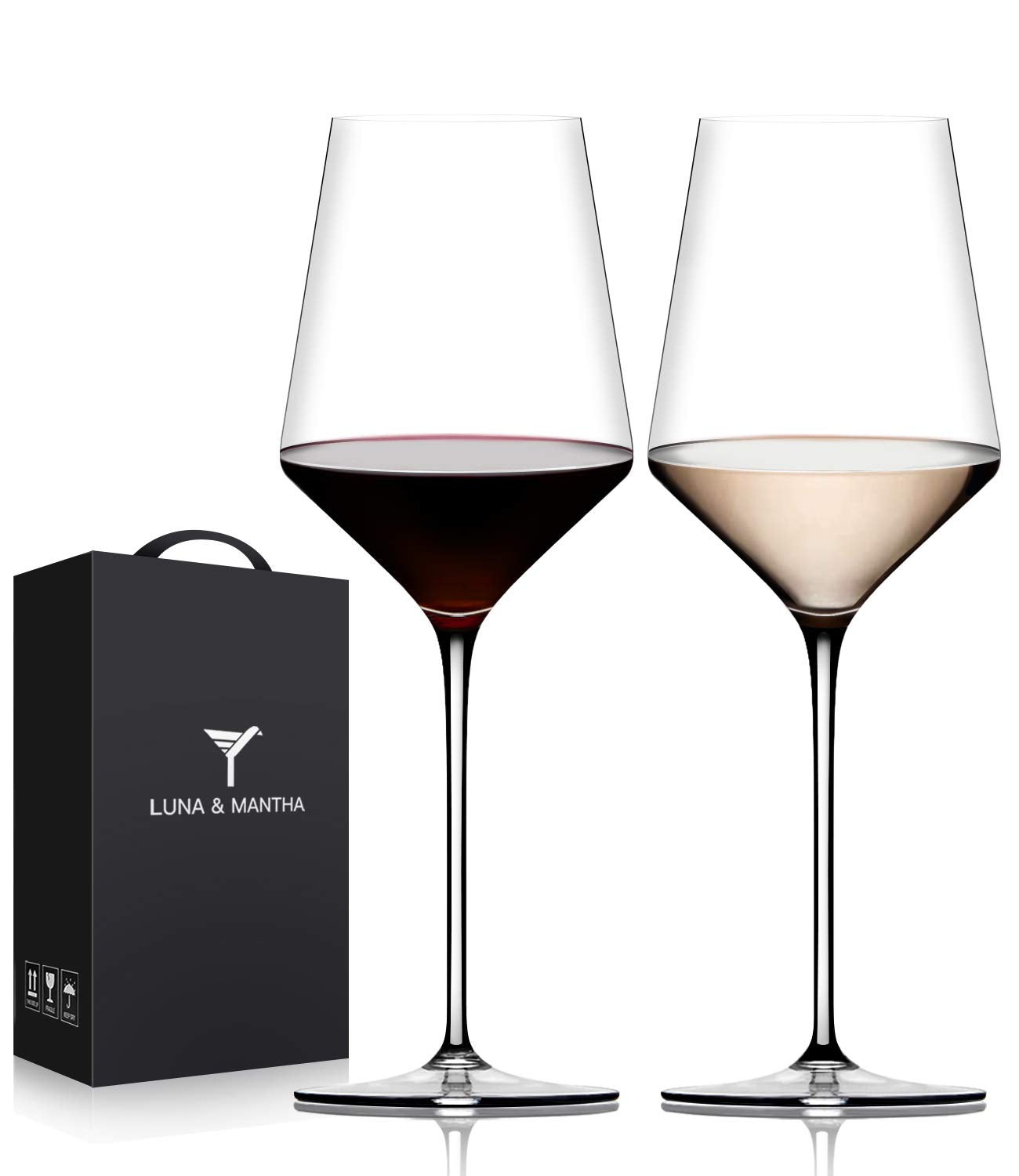 OJA red wine glasses set 2 with hand blown crystal for refined everyday wine.