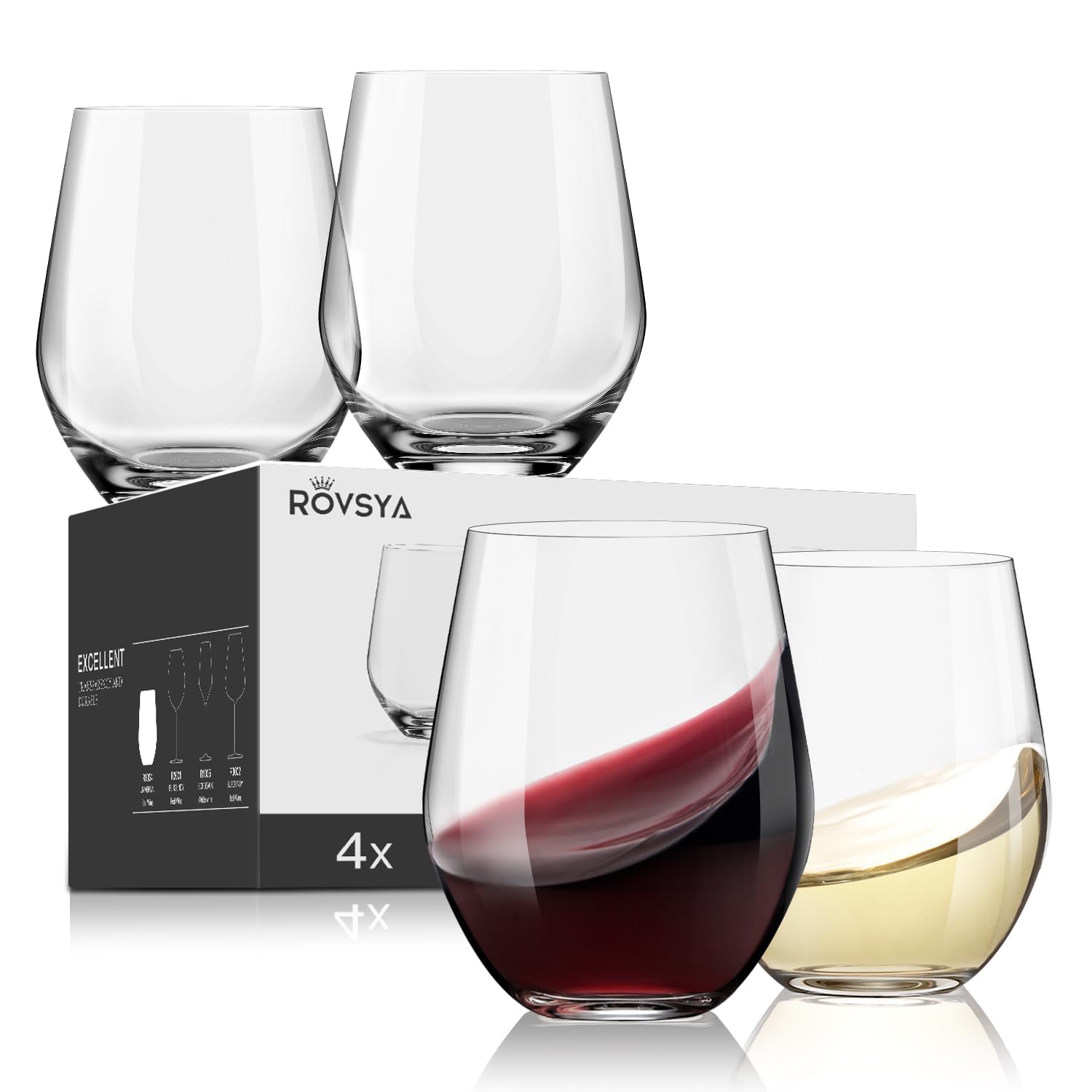 OJA stemless-wine-glasses-4-set with versatile everyday use and stable base