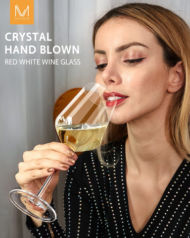 OJA tulip shaped bowl enhances wine breathing and aroma.
