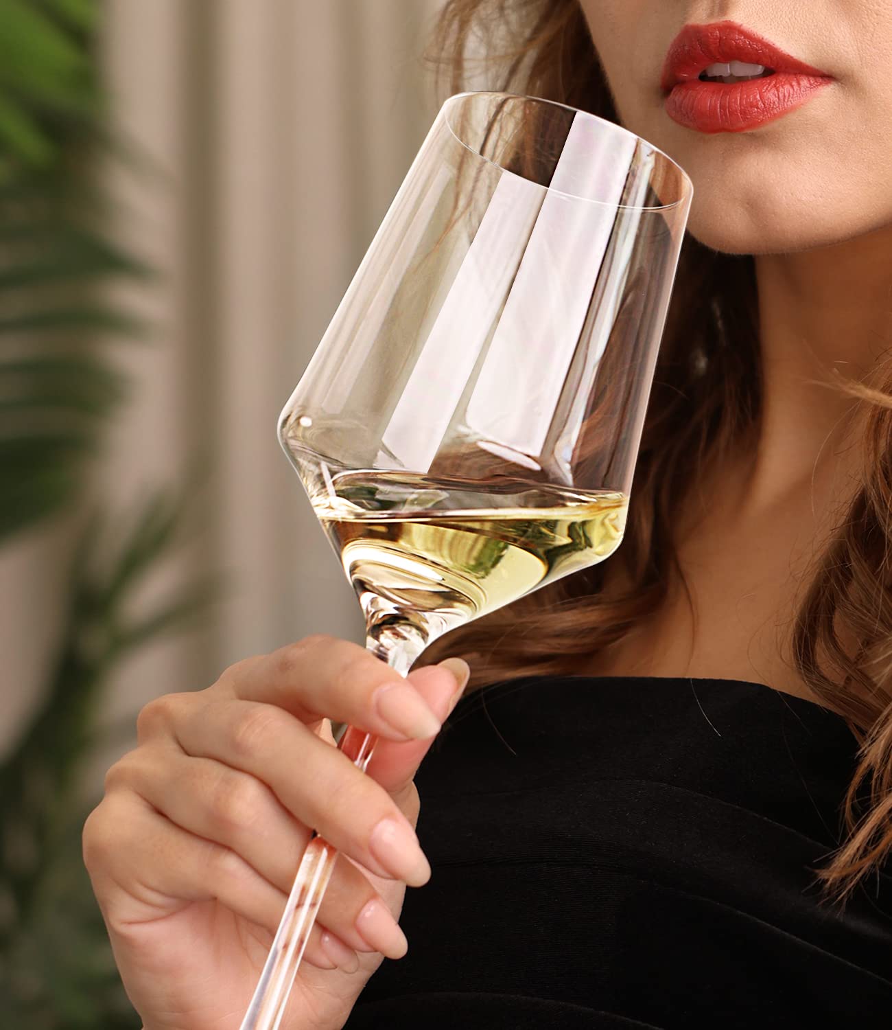 OJA crystal wine glasses with long stems enhance aroma and sipping comfort