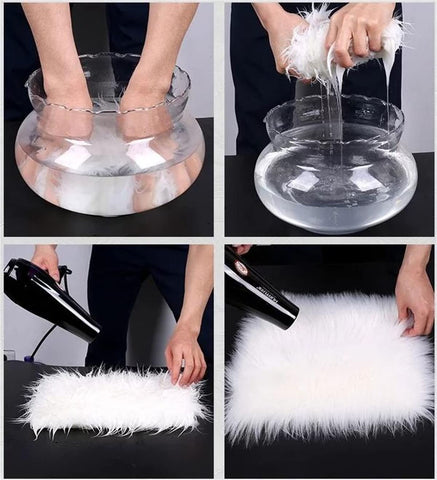 OKAYDA machine-washable pink fur chair pad stays fluffy after washing