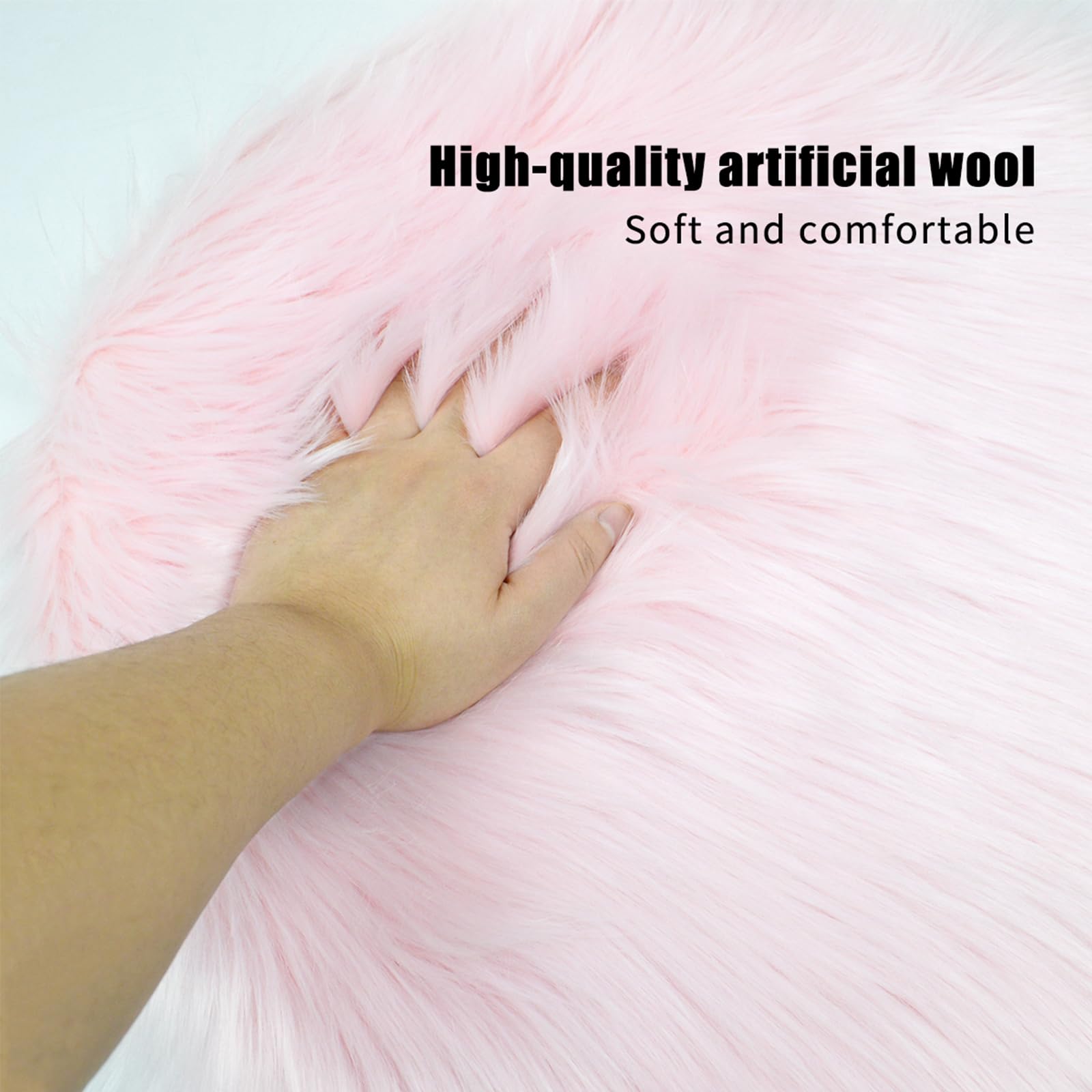 OKAYDA pink chair pad fur for sofa or vanity decor and comfort