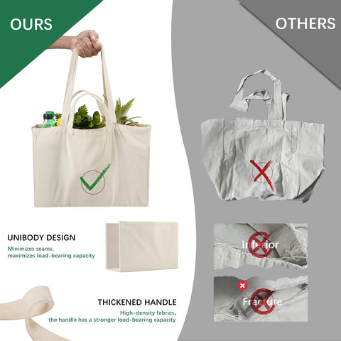 OKBA canvas bag with long shoulder straps for hands-free use.