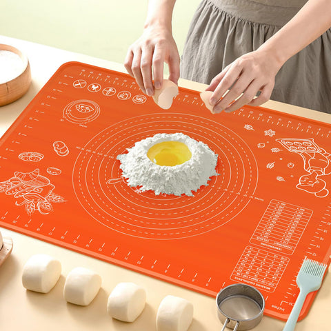 OKeanu silicone baking mat flat layout with non-stick surface for easy rolling.