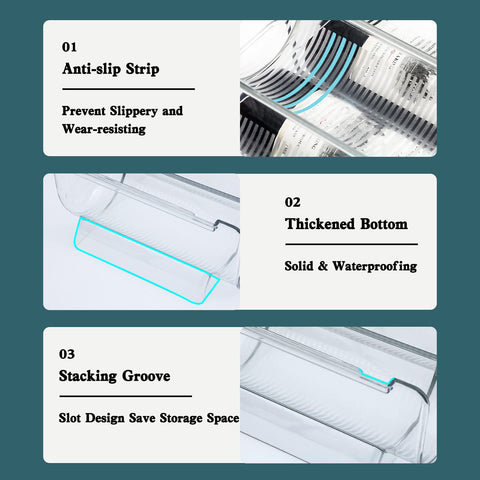 OKITCHEN stackable design provides stable anti-slip storage for glass bottles.