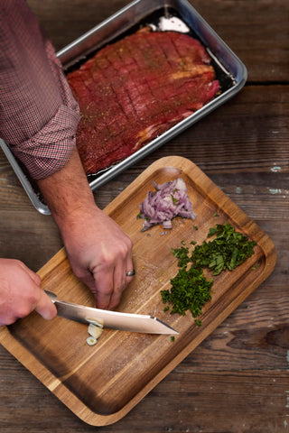 Oklahoma Joe's Blacksmith knife with brushed finish and rugged look