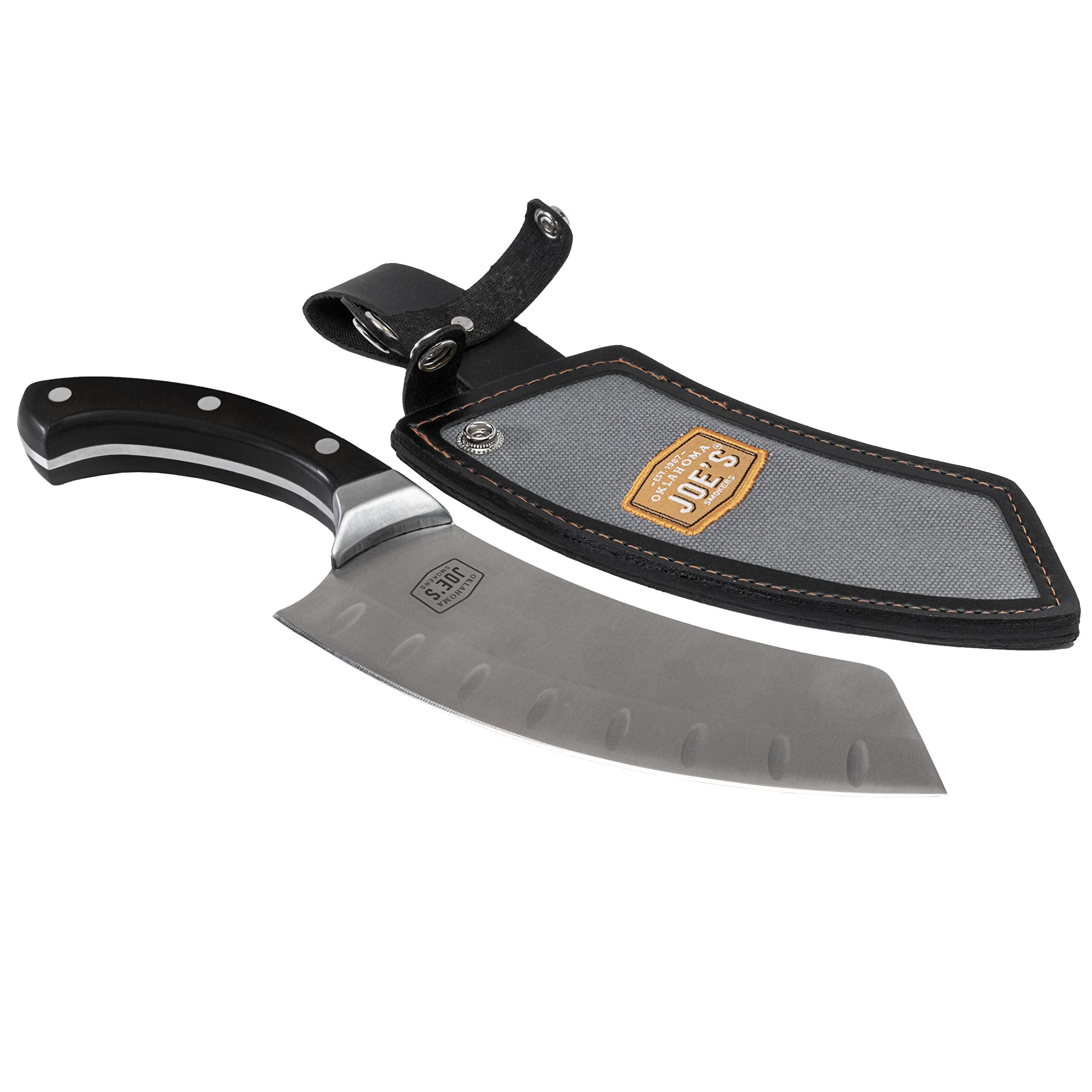 Oklahoma Joe's Blacksmith Cleaver blade close-up for precise meat slicing