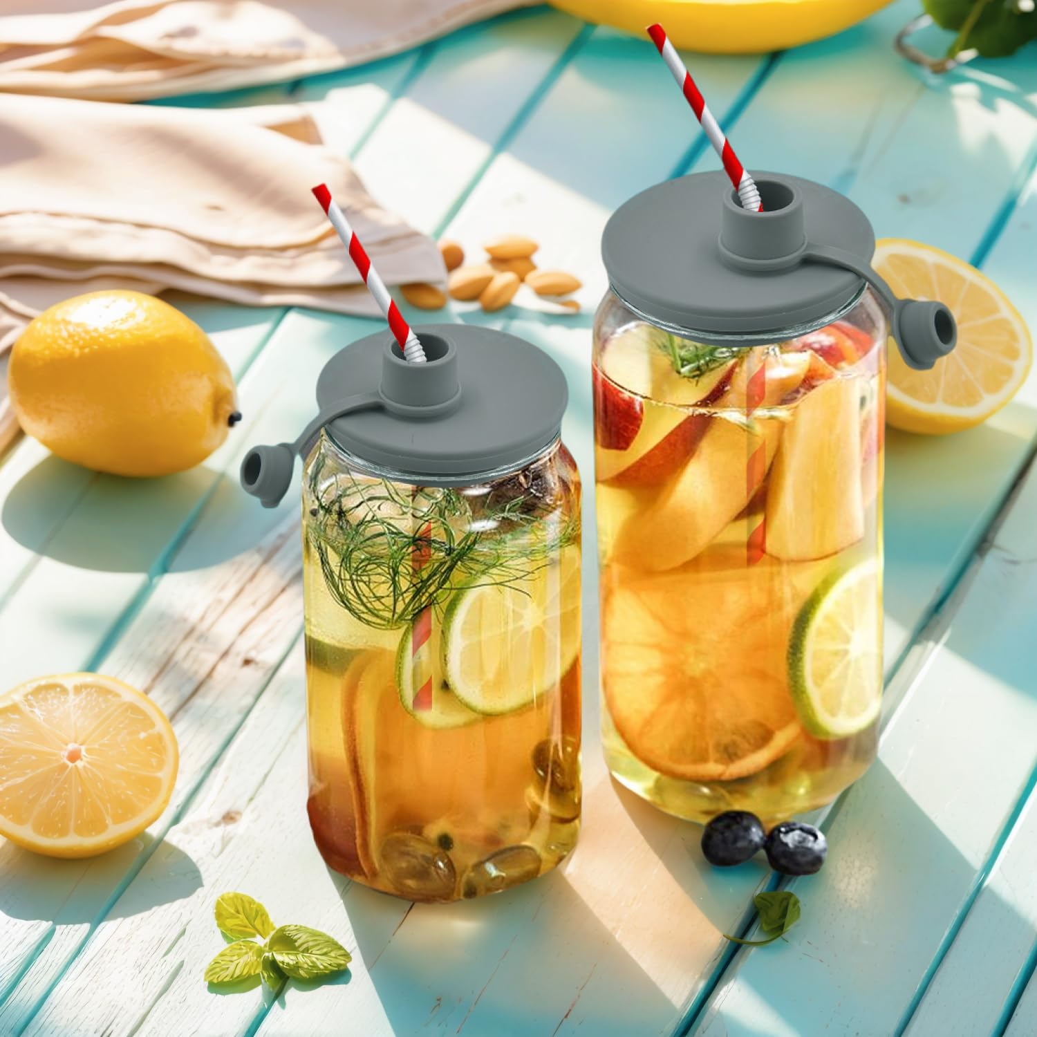 OKLGO lid with straw insertion option for sipping from a jar.