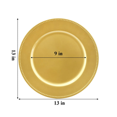 Okllen 12-pack gold charger plates add festive sophistication to weddings and events.