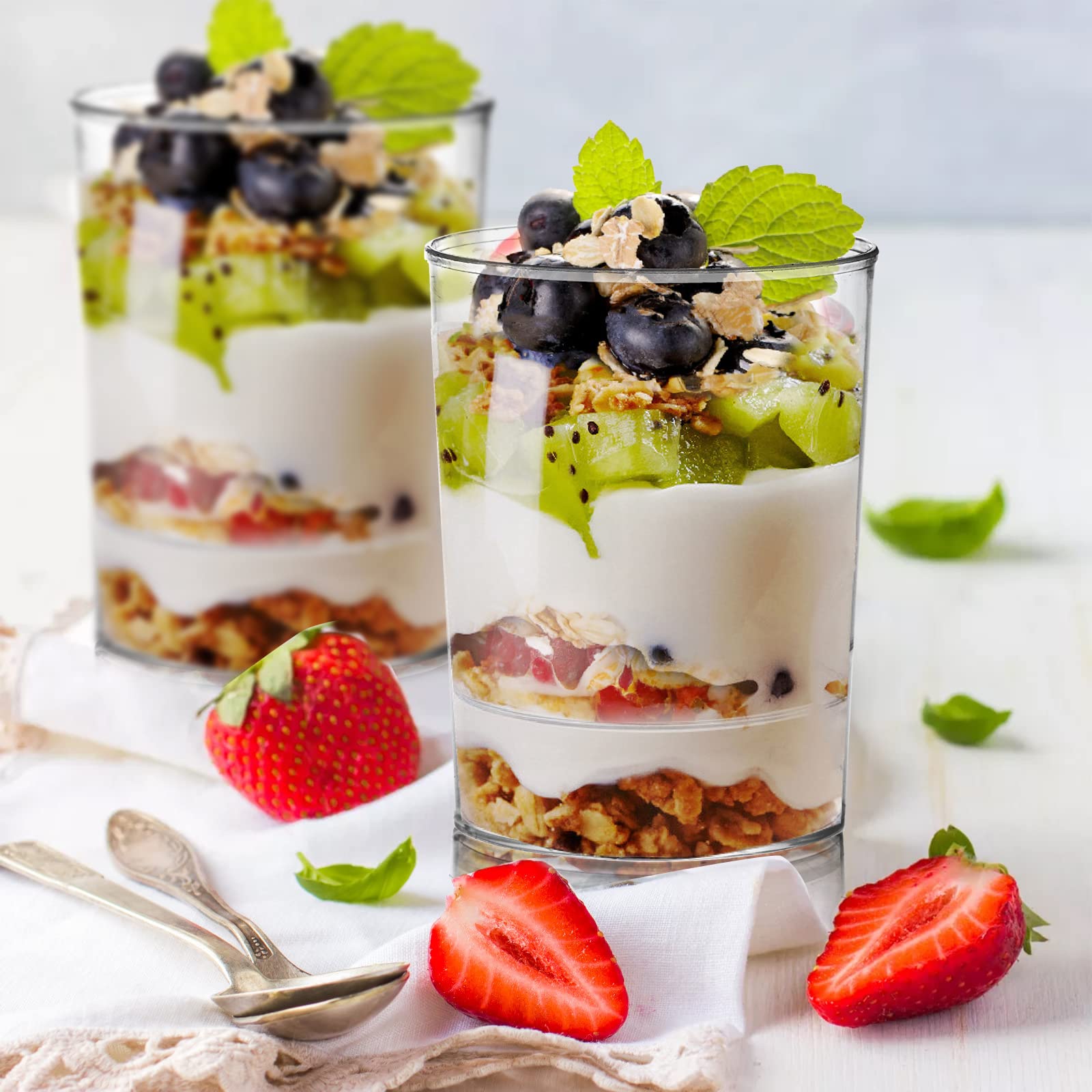 Okllen 3 oz cups are stackable for easy storage and quick setup.