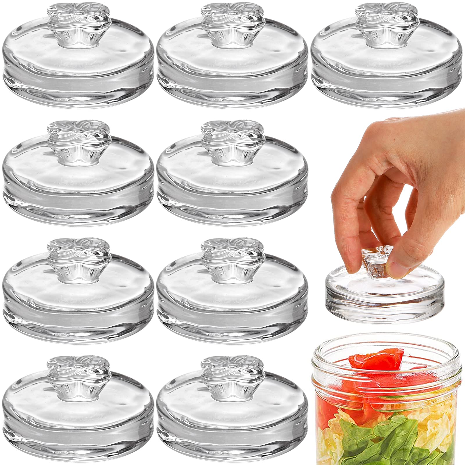 Okllen 9-pack glass fermentation weights for wide-mouth jars keep vegetables submerged for crisp ferments.