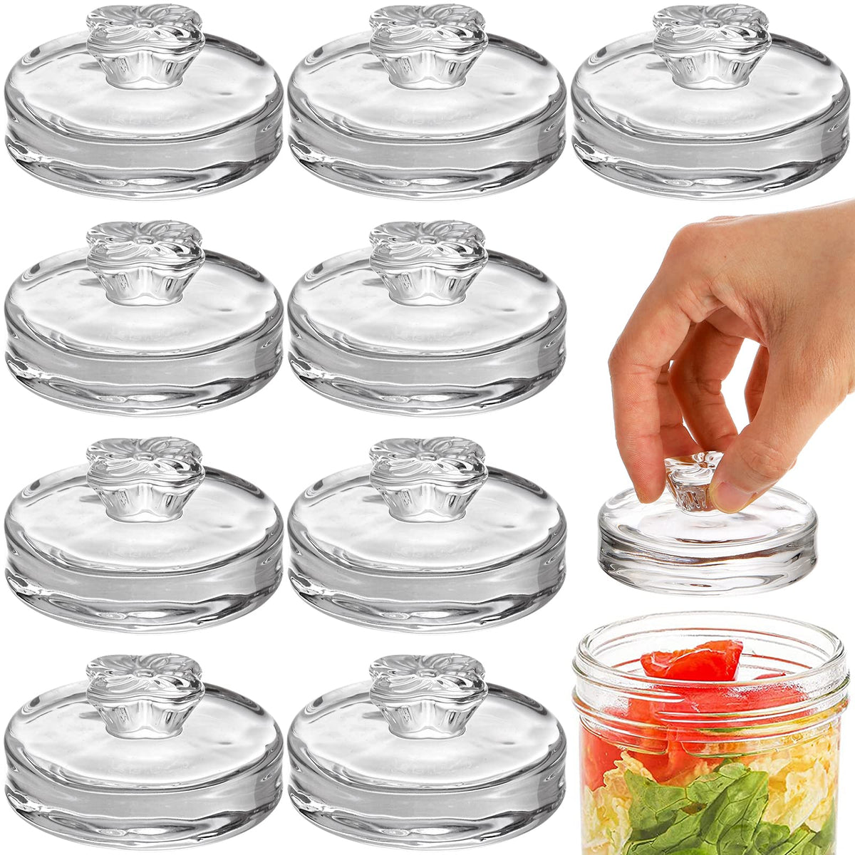 Okllen 9-pack glass fermentation weights for wide-mouth jars keep vegetables submerged for crisp ferments.