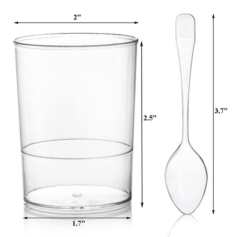 Okllen dessert cups with spoons offer convenient tasting at events.