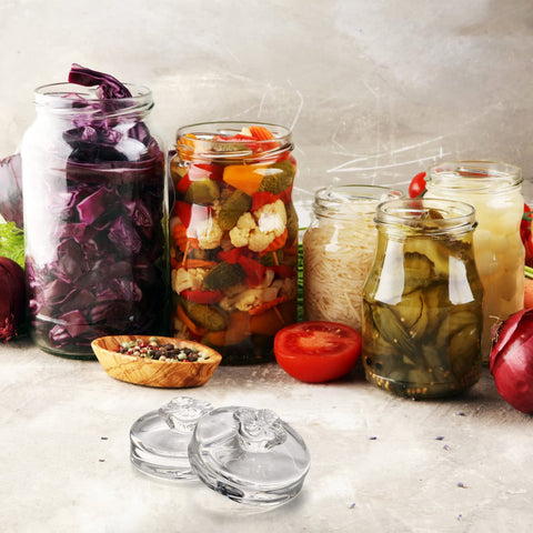 Okllen dishwasher-safe weights simplify cleanup after batch ferments and jar storage.