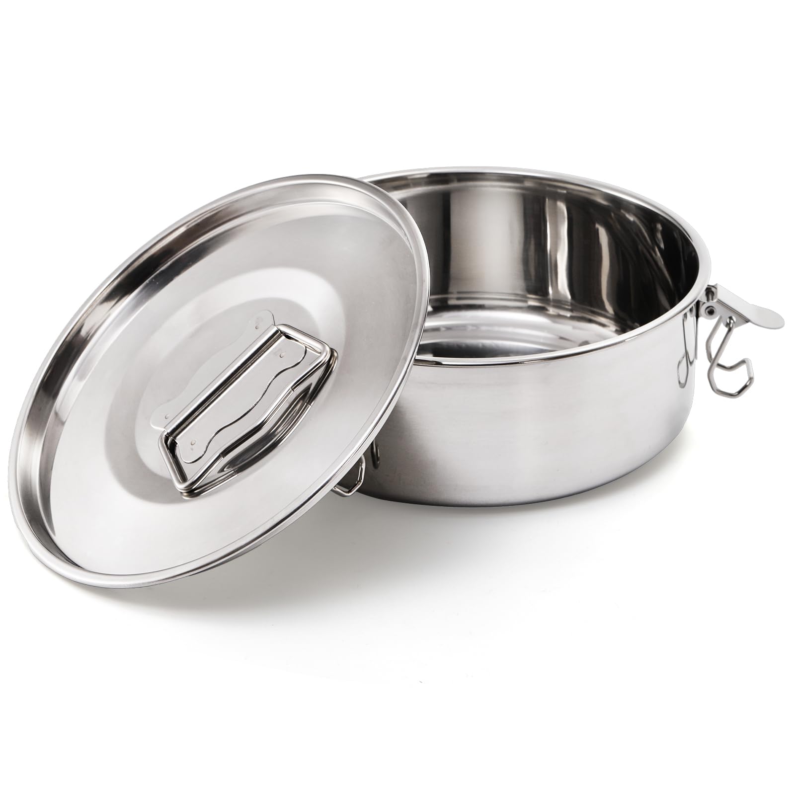 Okllen flan pan lid with handle for safe transport.