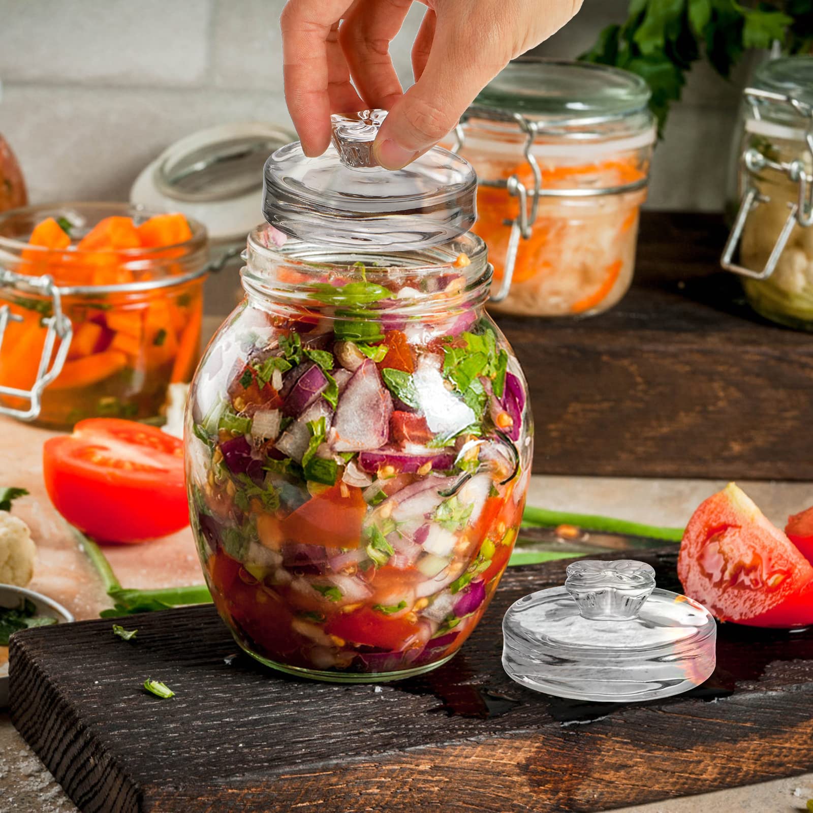 Okllen weights suit sauerkraut, pickles, kimchi, and other ferments for consistent submersion.