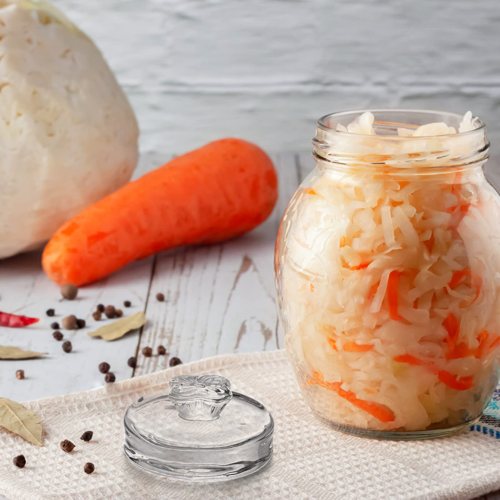 Okllen submerge veggies more reliably when brining thanks to dense glass and flat-weight design.