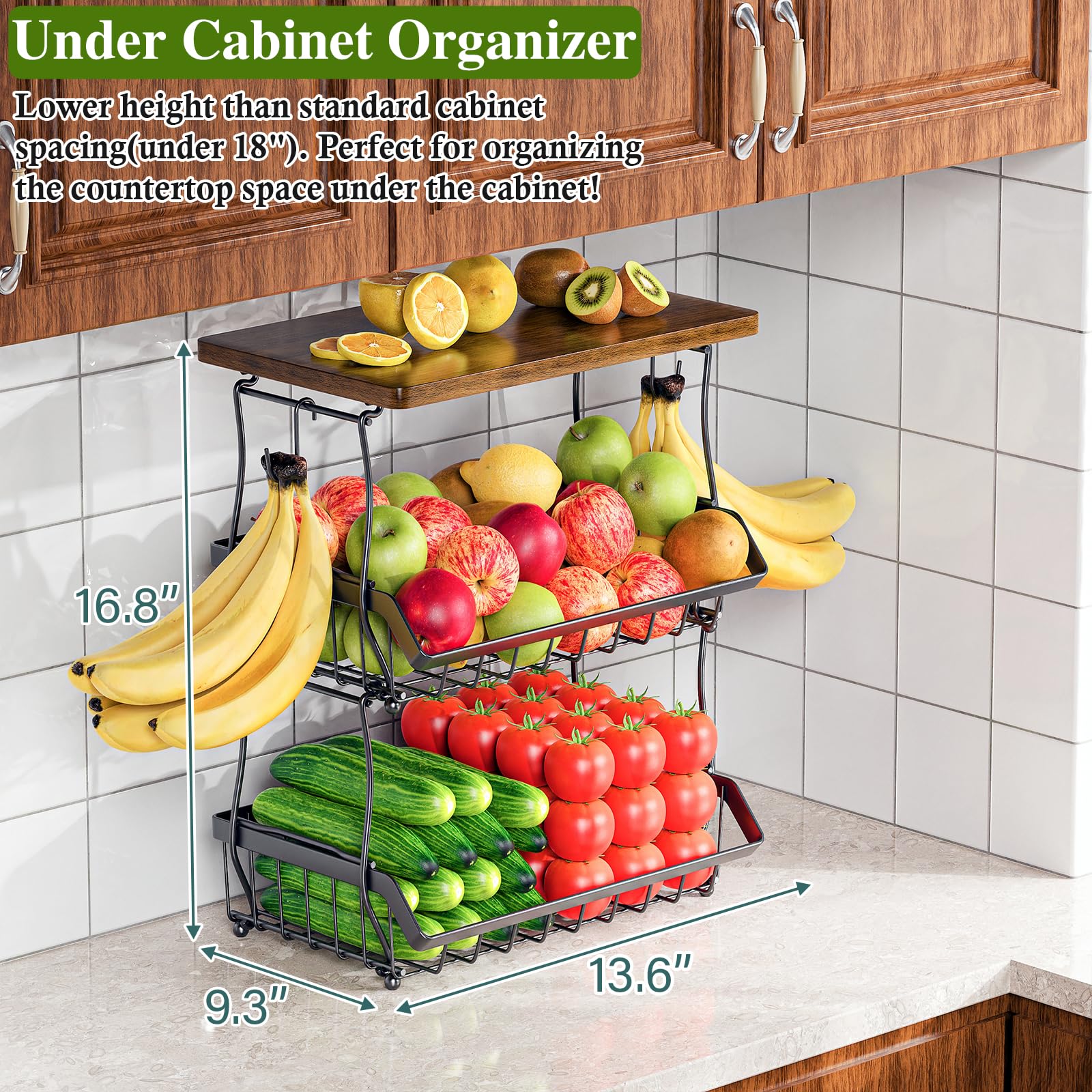 OKZEST wood top fruit basket design showing rustic yet modern appeal