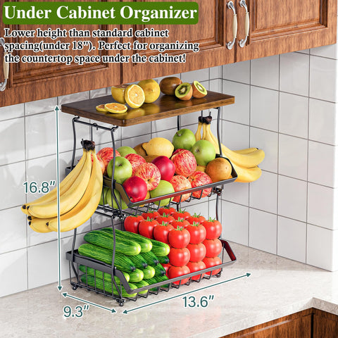 OKZEST wood top fruit basket design showing rustic yet modern appeal
