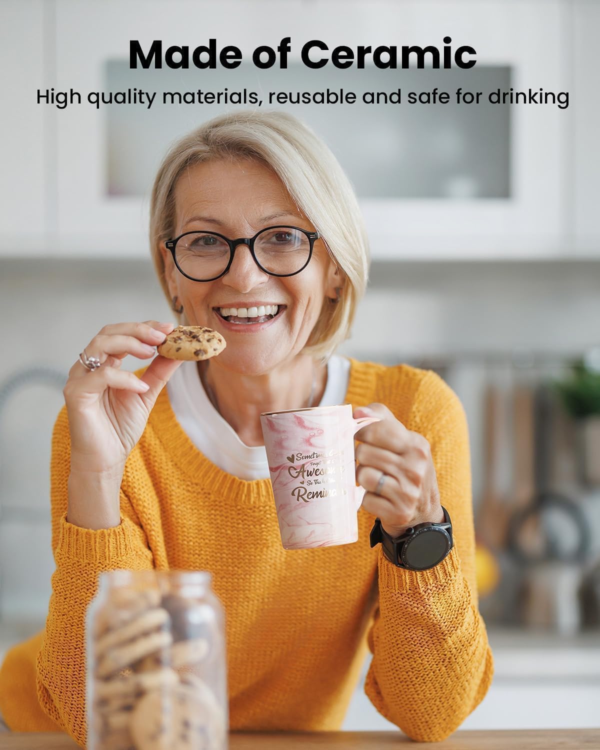 OLANRUN mug with gold-accent spoon adds a touch of luxury