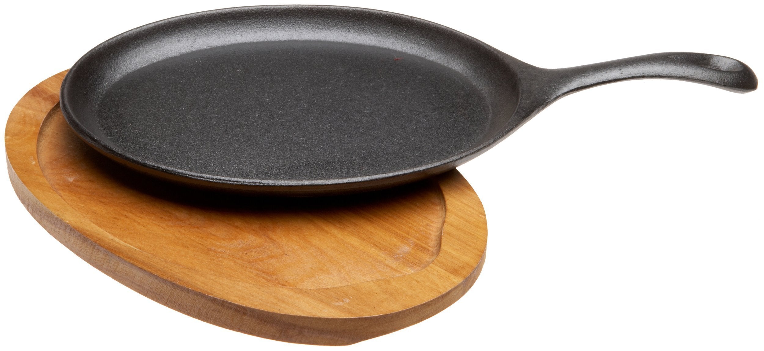 Old Mountain fajita plate set on wooden tray with hot mitt for safe serving.