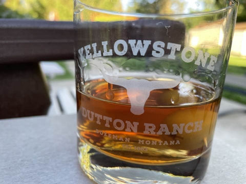 Old Southern Brass Yellowstone Dutton Ranch glass in gift box for effortless gifting