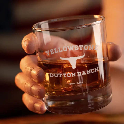Old Southern Brass Yellowstone Dutton Ranch thick-bottom glass keeps drinks colder longer