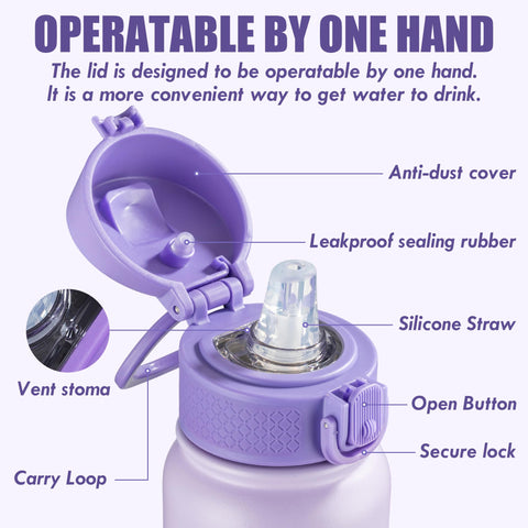 Oldley 20oz kids bottle in a backpack for easy portability.