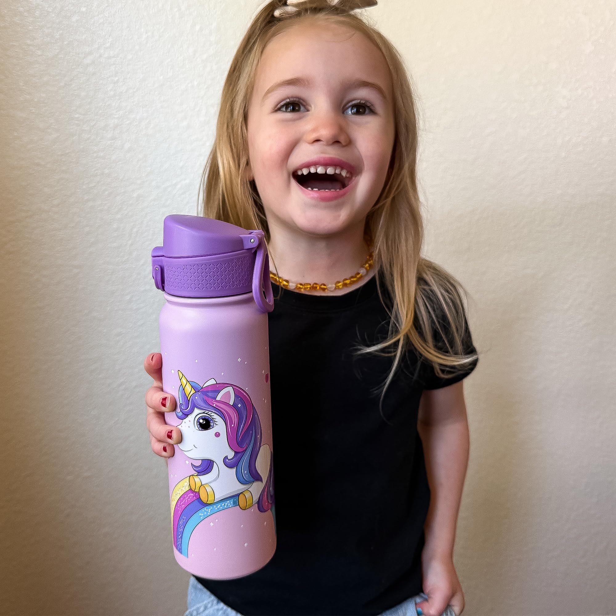 Oldley 20oz kids bottle lid and straw, leak-resistant for backpacks.