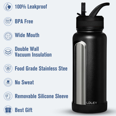 OLDLEY bottle with handle lid ready for easy sipping and transport.