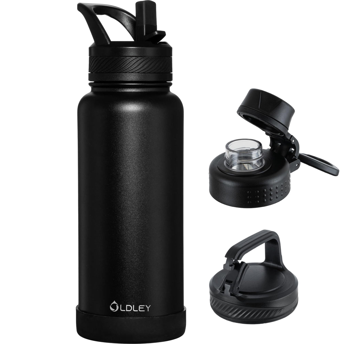 OLDLEY 32 oz insulated bottle with straw lid for all-day hydration on the go.