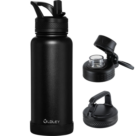 OLDLEY 32 oz insulated bottle with straw lid for all-day hydration on the go.