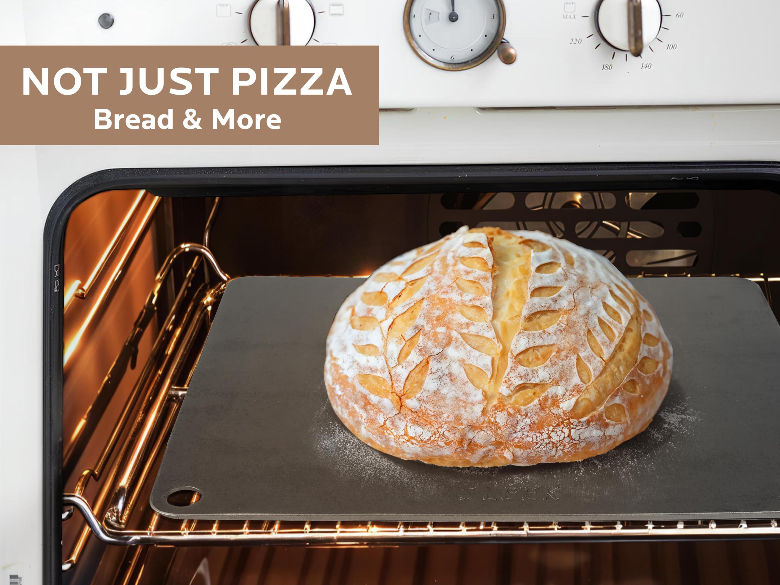 OLEEK baking steel delivers fast heat transfer for uniform baking