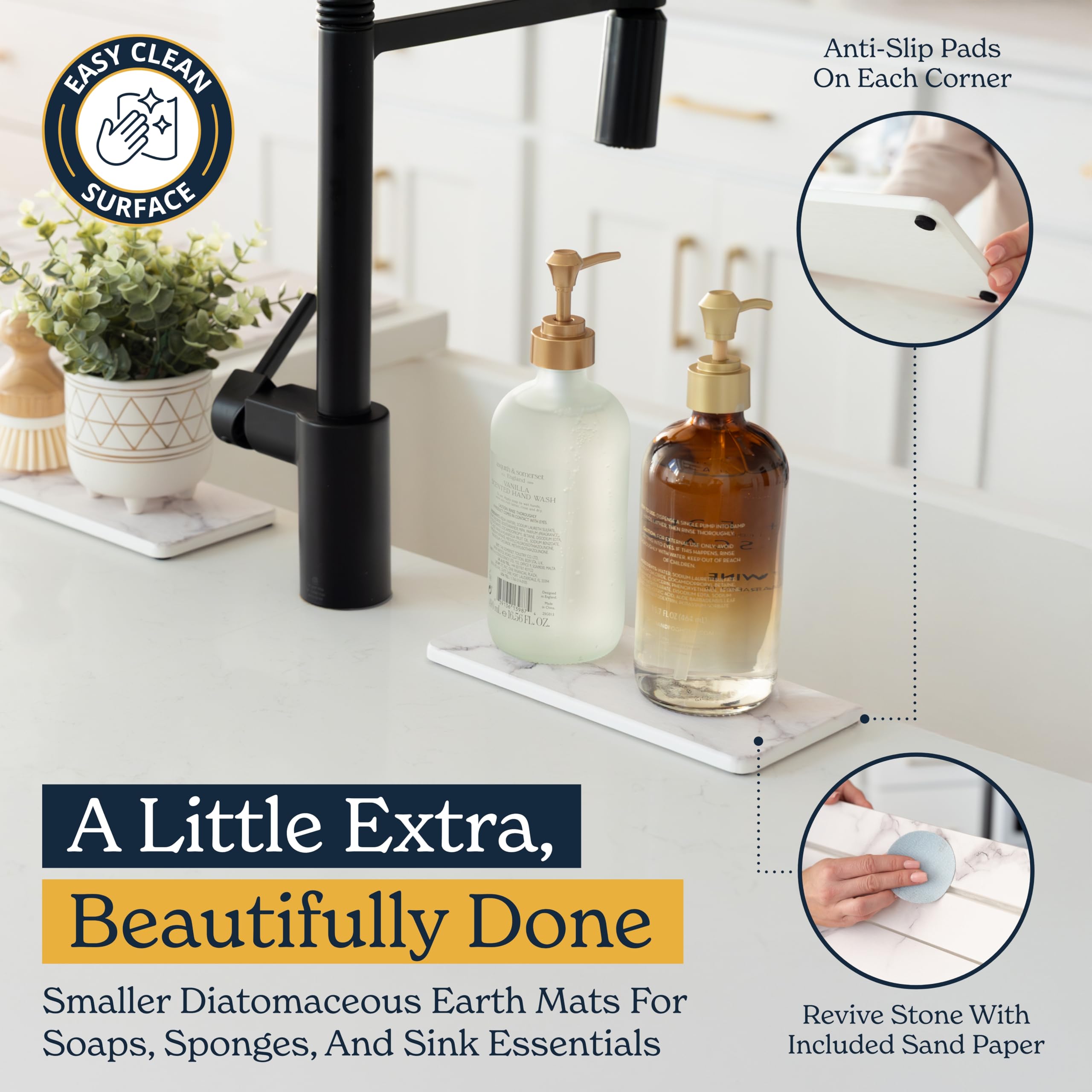 OLEEX easy-clean stone mat with included sandpaper for refresh.