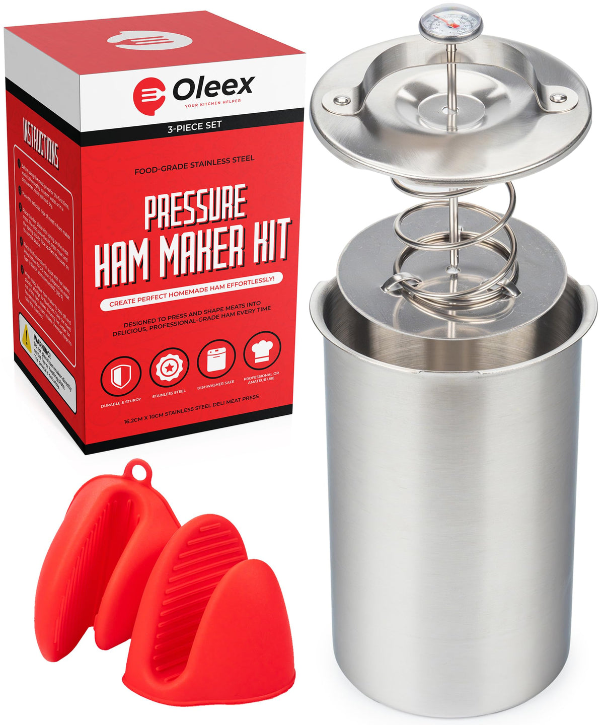 OLEEX lunch meat press mold provides durable, compact home deli meat prep.