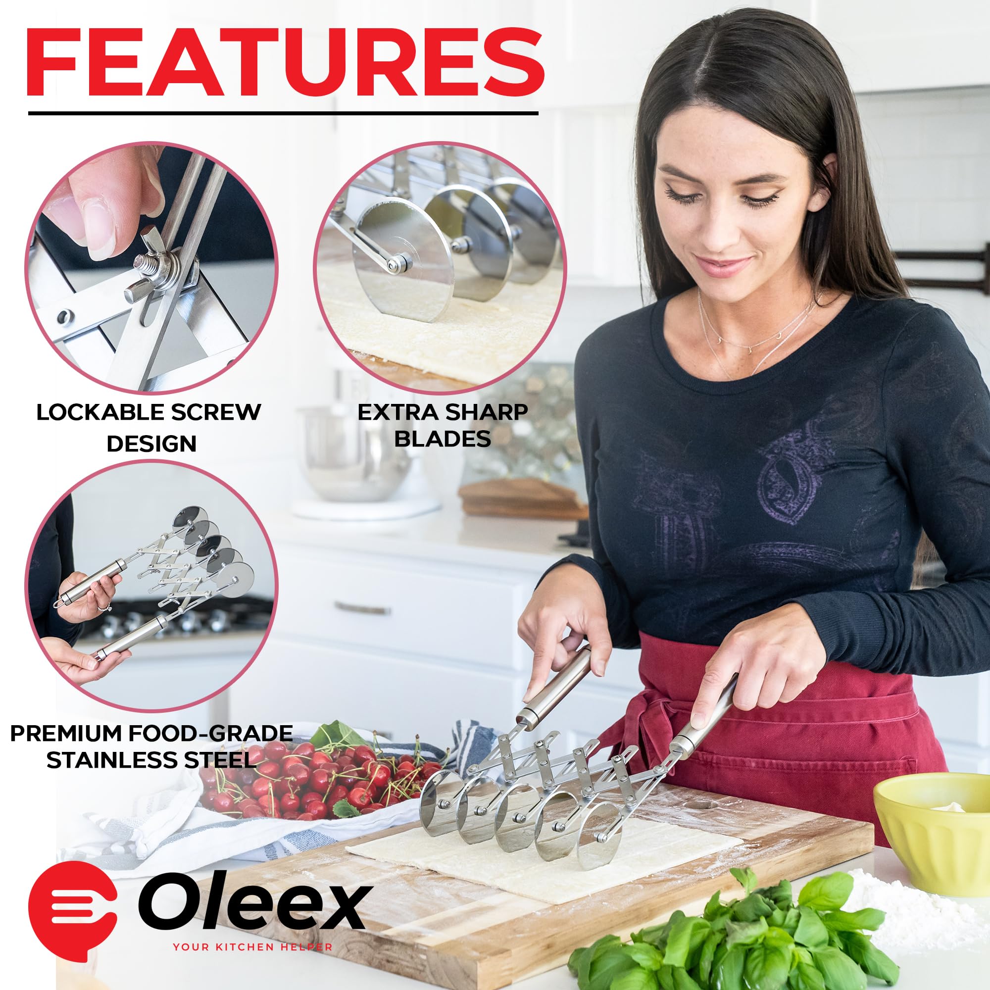 OLEEX pizza wheel for clean, even slices.