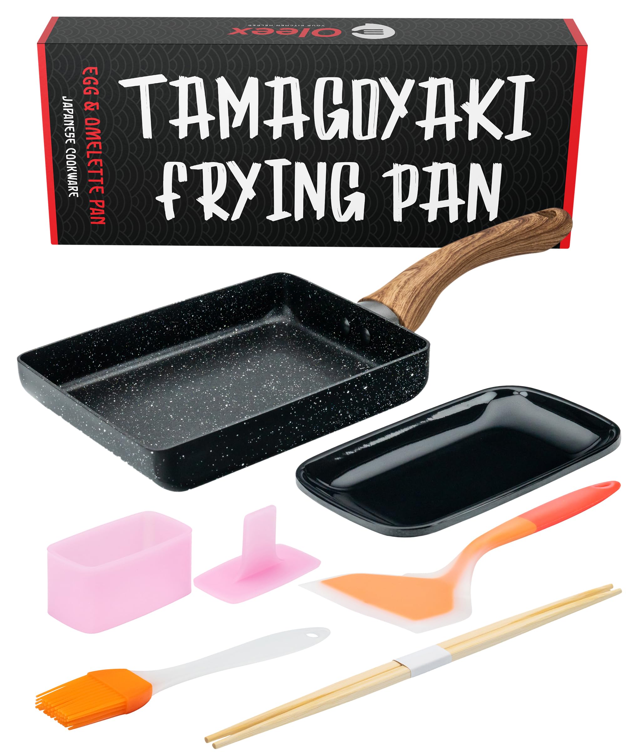 Oleex Tamagoyaki pan square 5x7 with nonstick surface for easy egg rolls