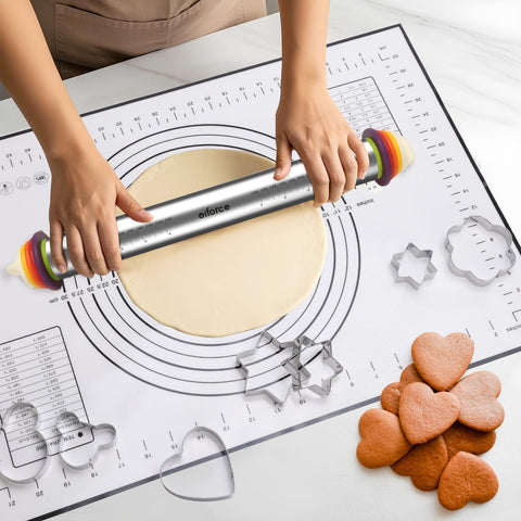 Olforce baking kit with rolling pin, rings, and pastry mat.