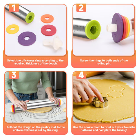 Olforce pastry mat with cookie molds for uniform shapes.