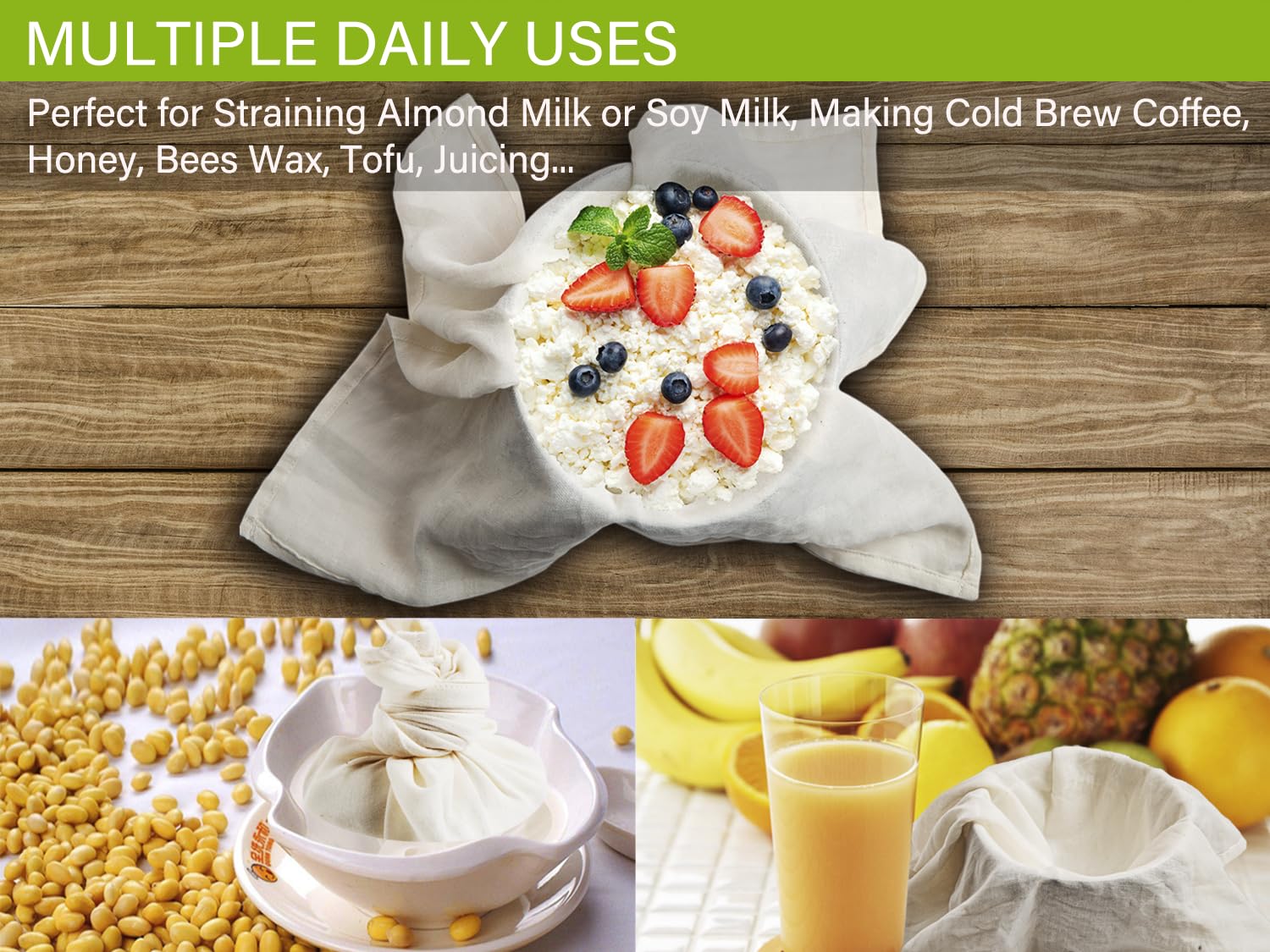 Olicity GOTS-certified cheese cloth supports chemical-free kitchen tasks.