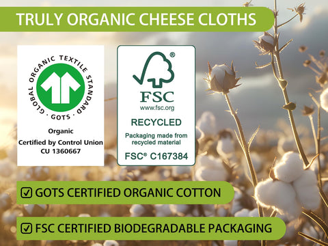 Olicity cheese cloth hemmed 20x20 prevents loose threads in food.