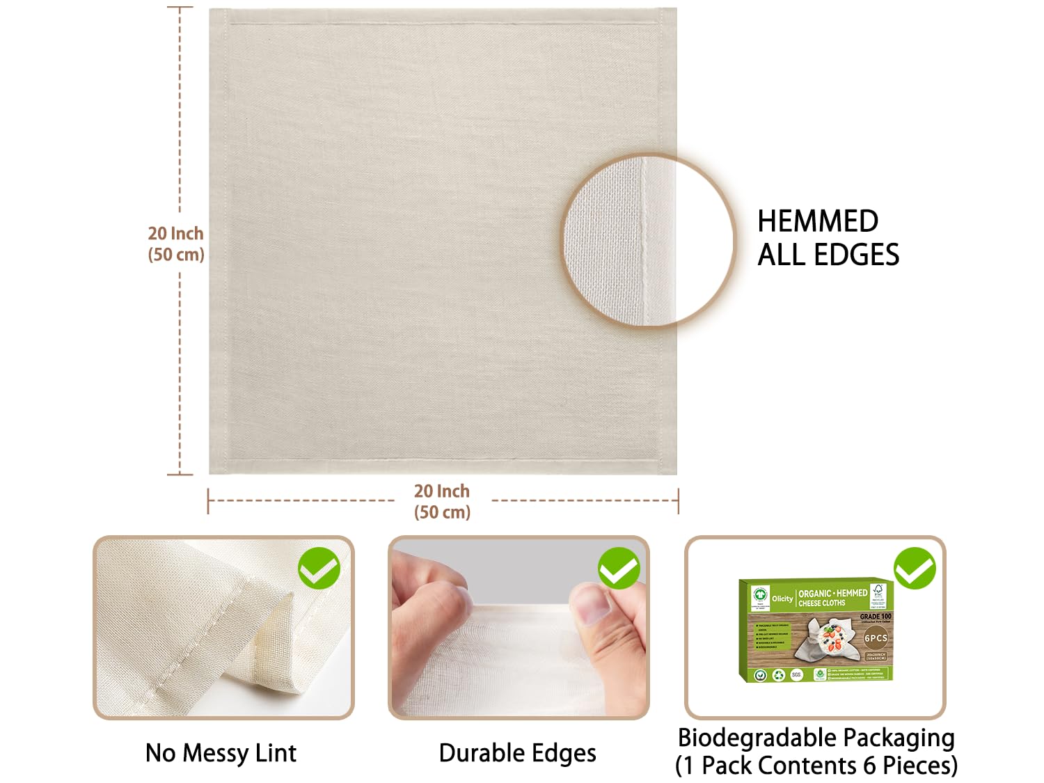 Olicity reusable cheese cloth designed for multiple uses with simple rinse.