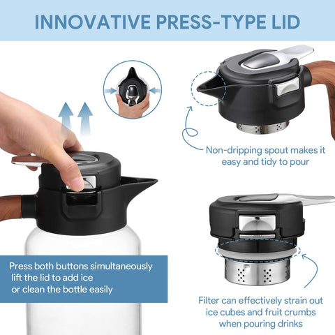 Olivego large-capacity pitcher ideal for water, tea, juice and more.