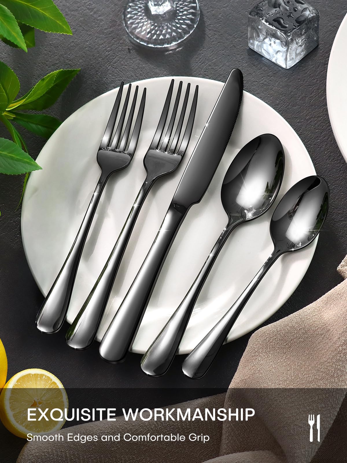 Ollex black flatware comes in a gift-ready box.