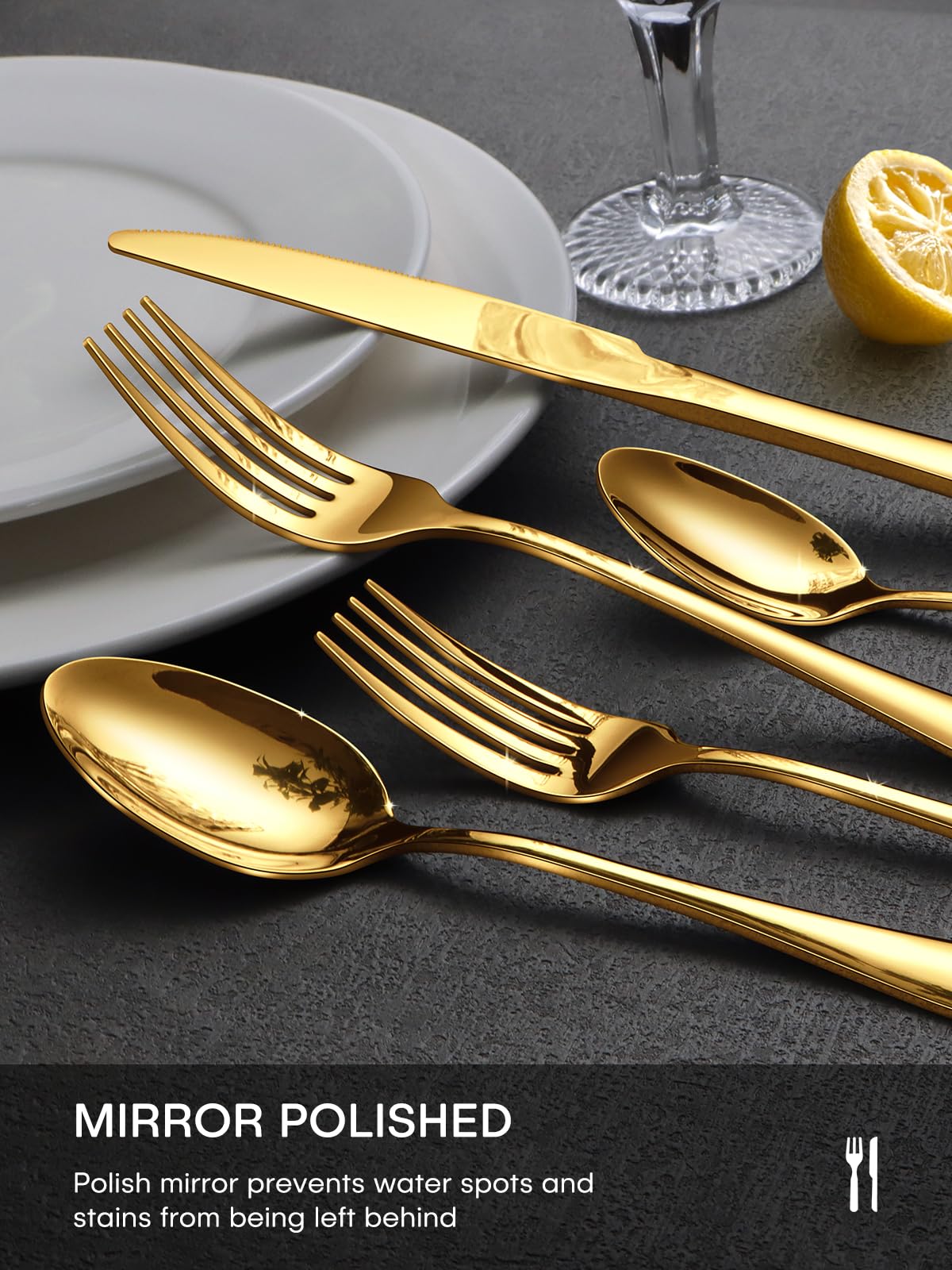 Ollex Gold Silverware Set dessert spoons perfect for desserts and coffee