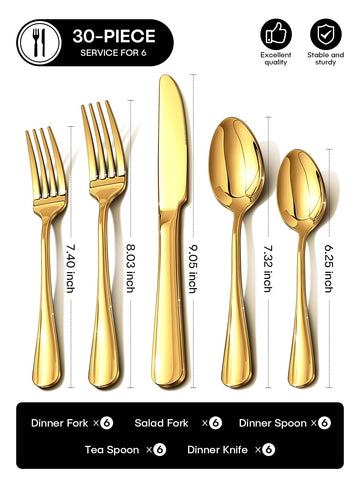 Ollex Gold Silverware Set dinner spoons ideal for soups and entertaining