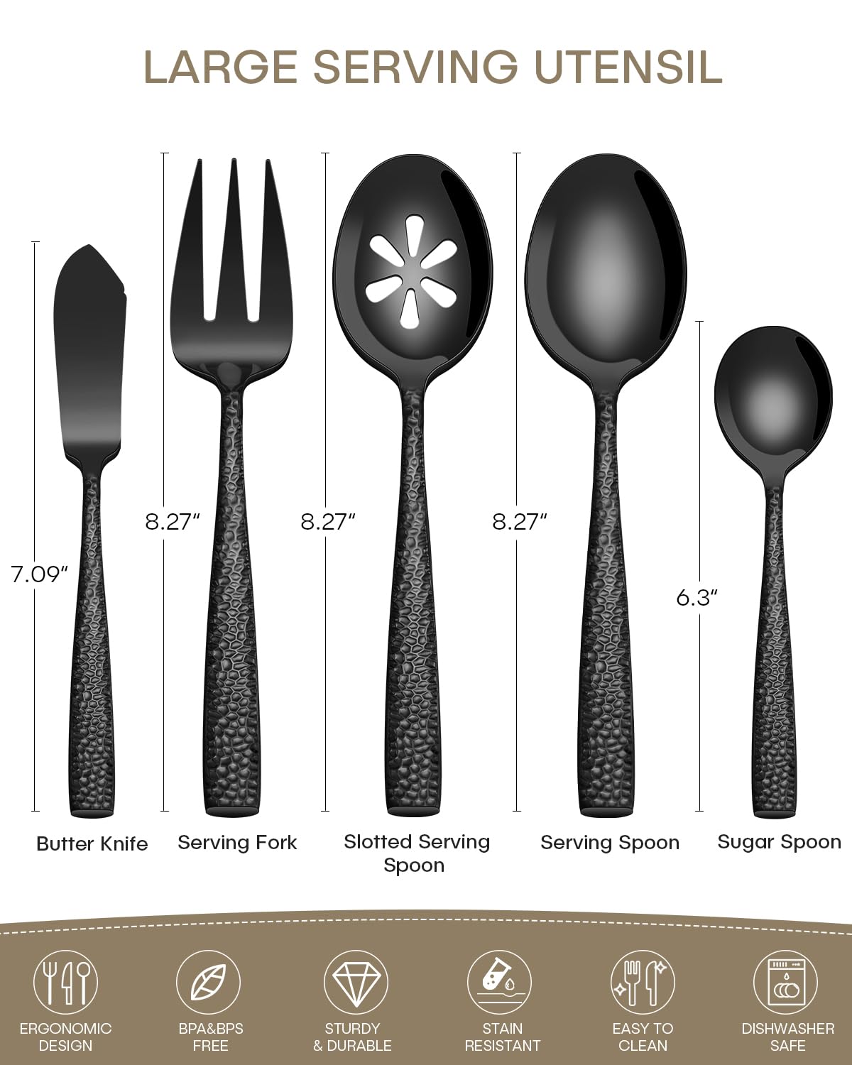 Ollex slotted serving spoon with drainage holes for clean sauces.