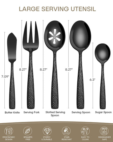 Ollex slotted serving spoon with drainage holes for clean sauces.