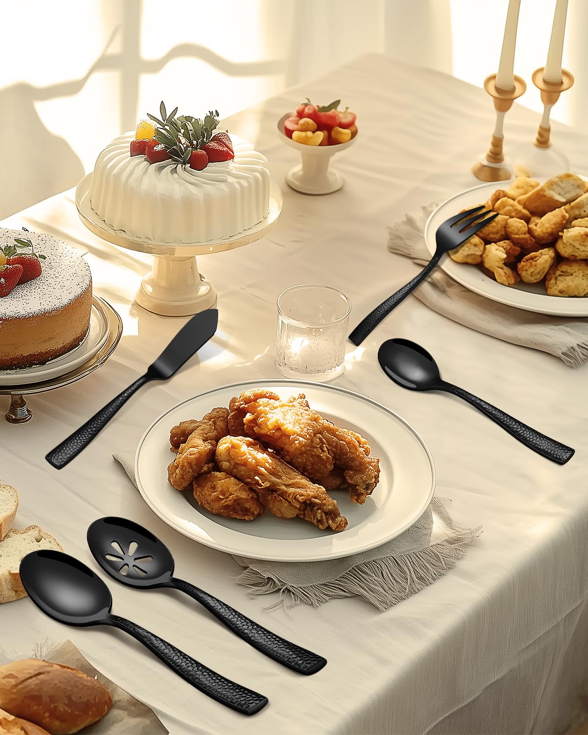Ollex stainless steel utensils are dishwasher safe for easy cleanup.